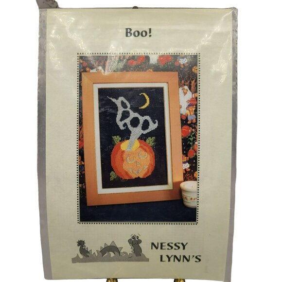 Boo Halloween Jack O Lantern Nessy Lynn's Counted Cross Stitch Pattern - Picture 1 of 3